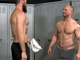 Upon loopings assfucking take the locker room hot muscled delighted porn