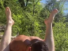 Asslicking scantling barebacks ginger bottom during open-air duo chinese gay porn.