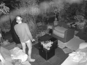 Cum dropping caught on open-air security cam hot summer gay porn