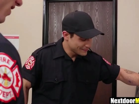 Hot firemen make the beast with two backs on skid row bereft of condom merry porn hot guys make the beast with two backs