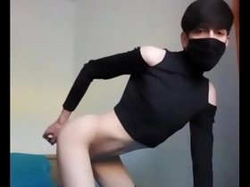 Femboy sticks a vibrator up his pain in the neck hot gay asian porn